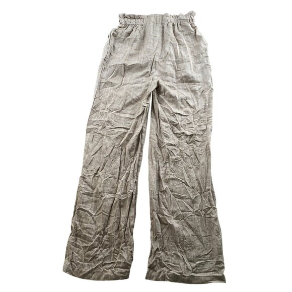 Thread & Supply Womens  Wide Leg Pants Small Beige Casual Linen Drawstring Baggy - Picture 2 of 12